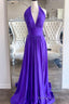 Simple Purple Halater A Line Maxi Dress