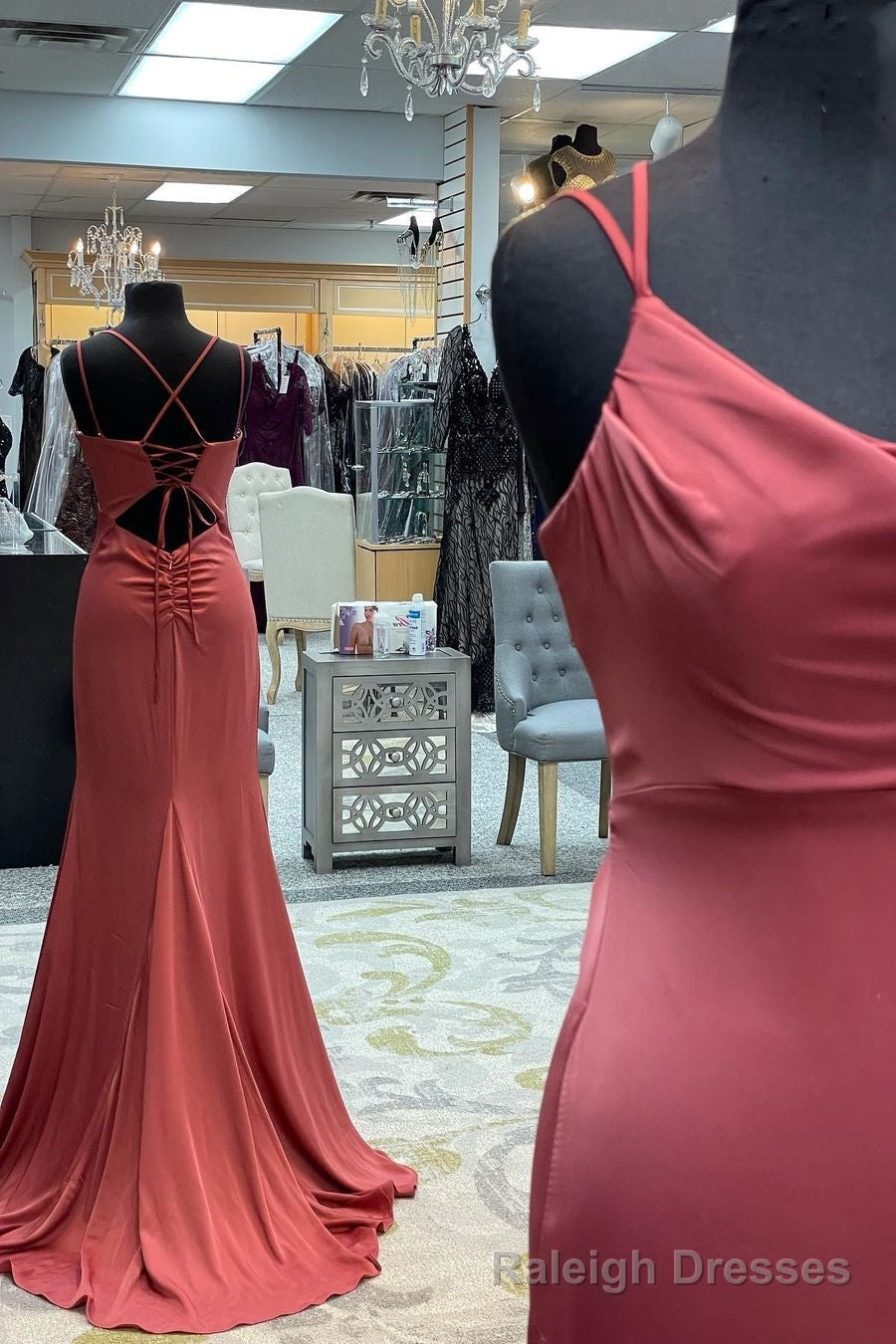 Mauve Mermaid Cowl Neck Straps Long Prom Dress Secondary image