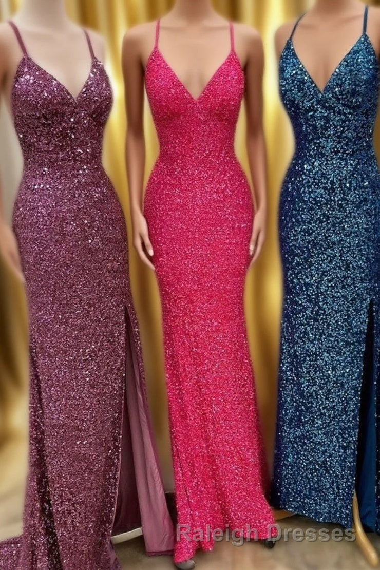 Sparkle Mermaid Sequin Long Prom Dress with Slit Main image