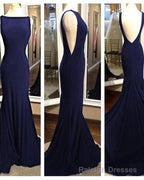 Elegant Long Backless Mermaid Fitted Black Prom Gowns Formal Prom Dress With Sweep Train Dp080