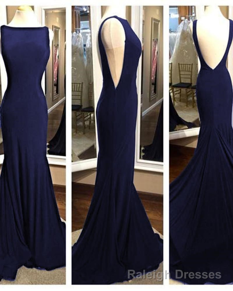 Elegant Long Backless Mermaid Fitted Black Prom Gowns Formal Prom Dress With Sweep Train Dp080