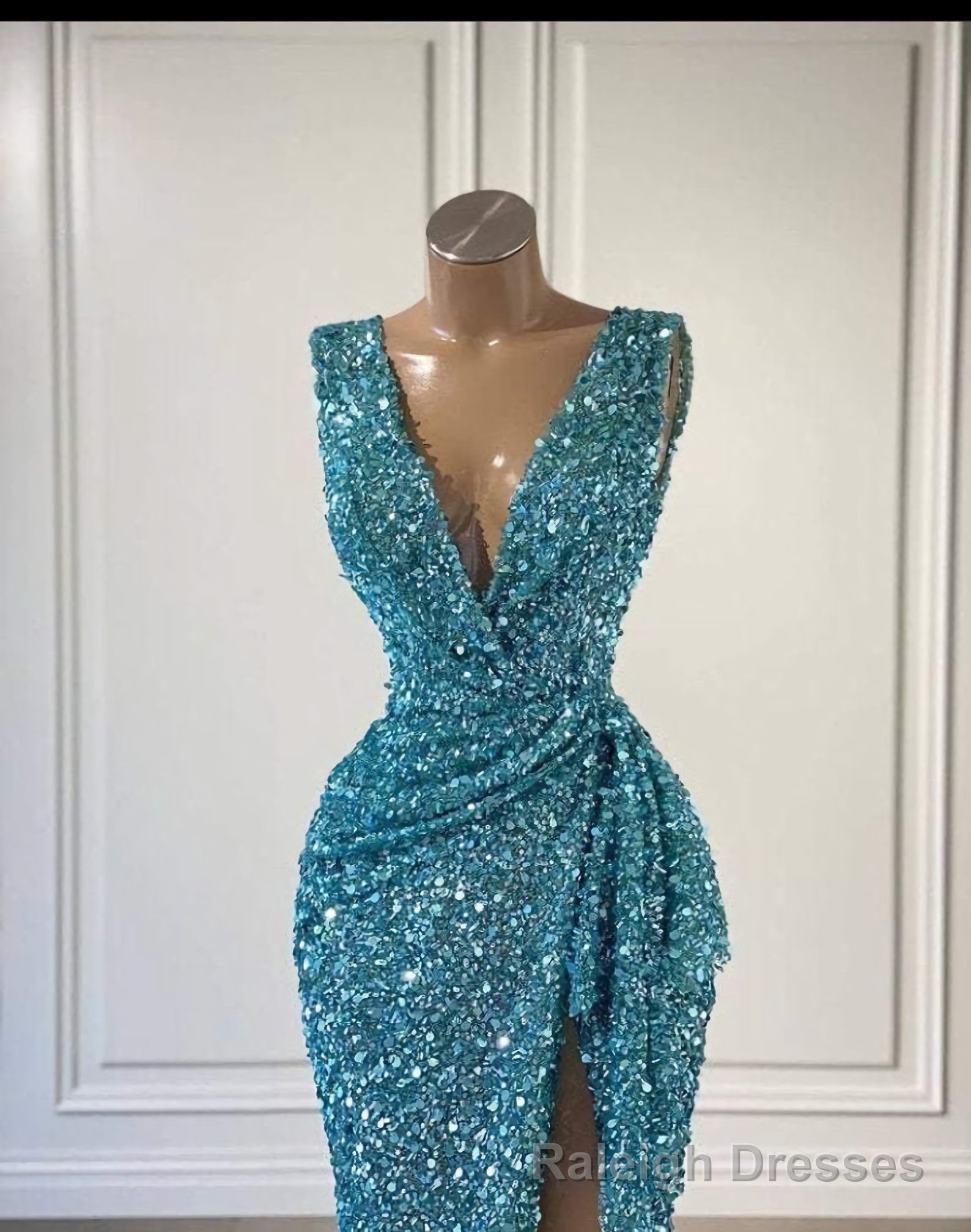 Sexy High Slitted Dress, African Sequence Fabric African Fashion African Clothing Women Clothing Secondary image