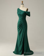 Dark Green Off The Shoulder Long Glitter Prom Dress With Split