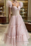 Dusty Rose Teried Tulle Tea Length Prom Dress