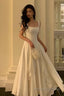 A Line Square Neck Prom Dress, Ankle Length Elegant Prom Gowns