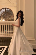 A Line Square Neck Prom Dress, Ankle Length Elegant Prom Gowns