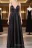 Elegant A Line Satin Spaghetti Straps Long Prom Dress