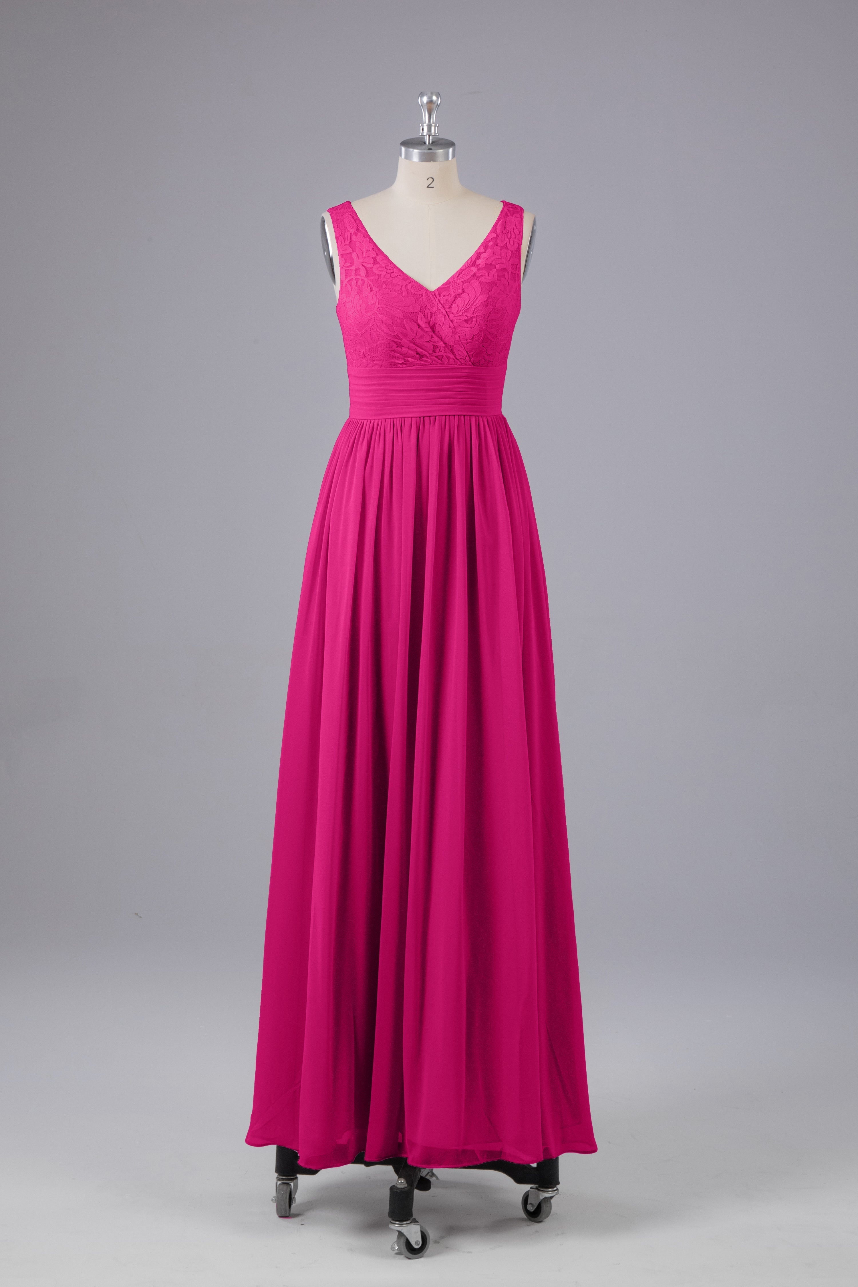 Elegant A Line V Neck Straps Chiffon Bridesmaid Dress