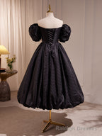 Elegant Black A-Line Off Shoulder Prom Dress with Beads