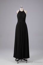 Elegant Chiffon Halter Floor Length Bridesmaid Dresses