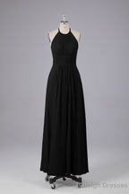 Elegant Chiffon Halter Floor Length Bridesmaid Dress