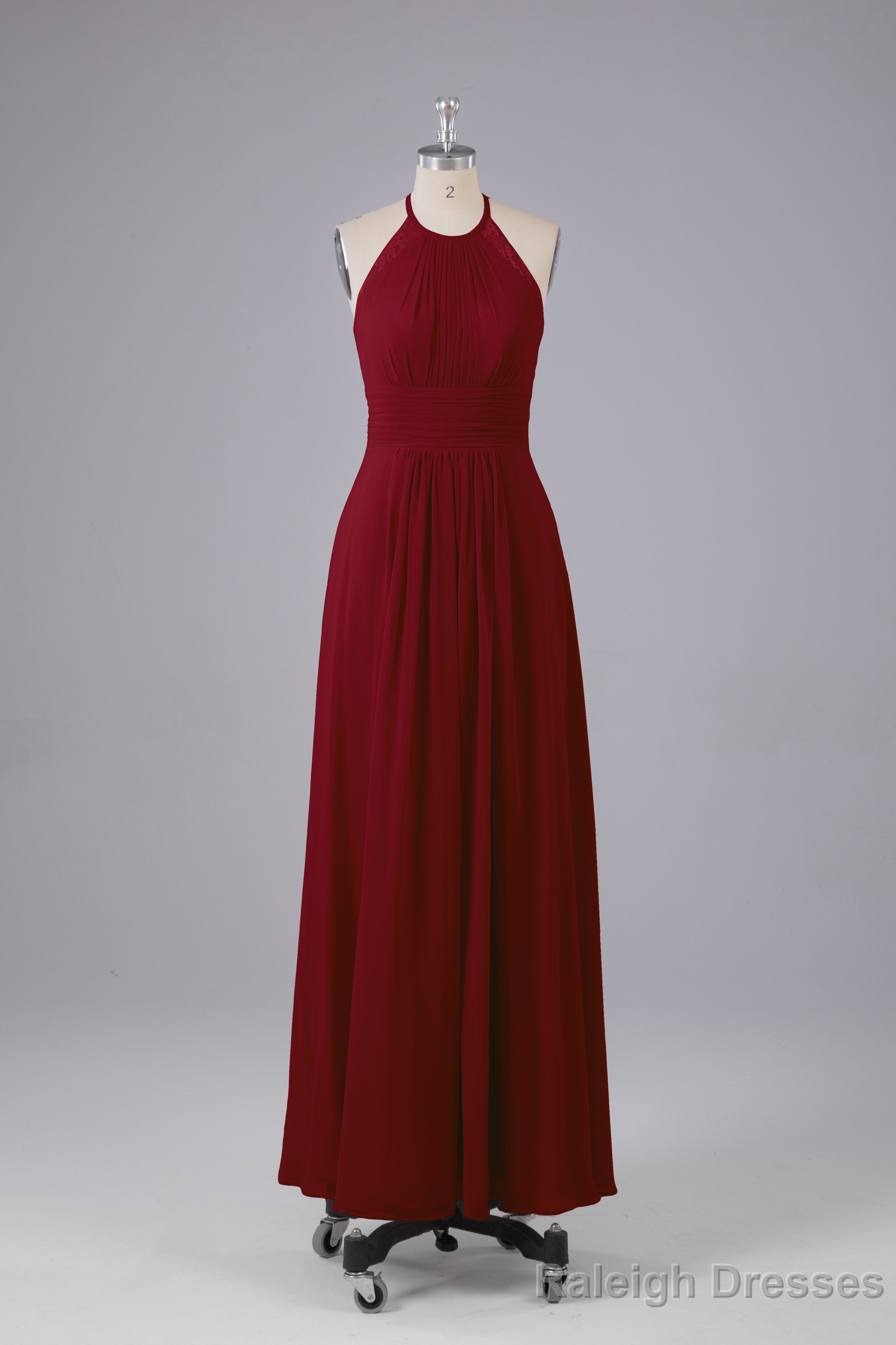 Elegant Chiffon Halter Floor Length Bridesmaid Dress