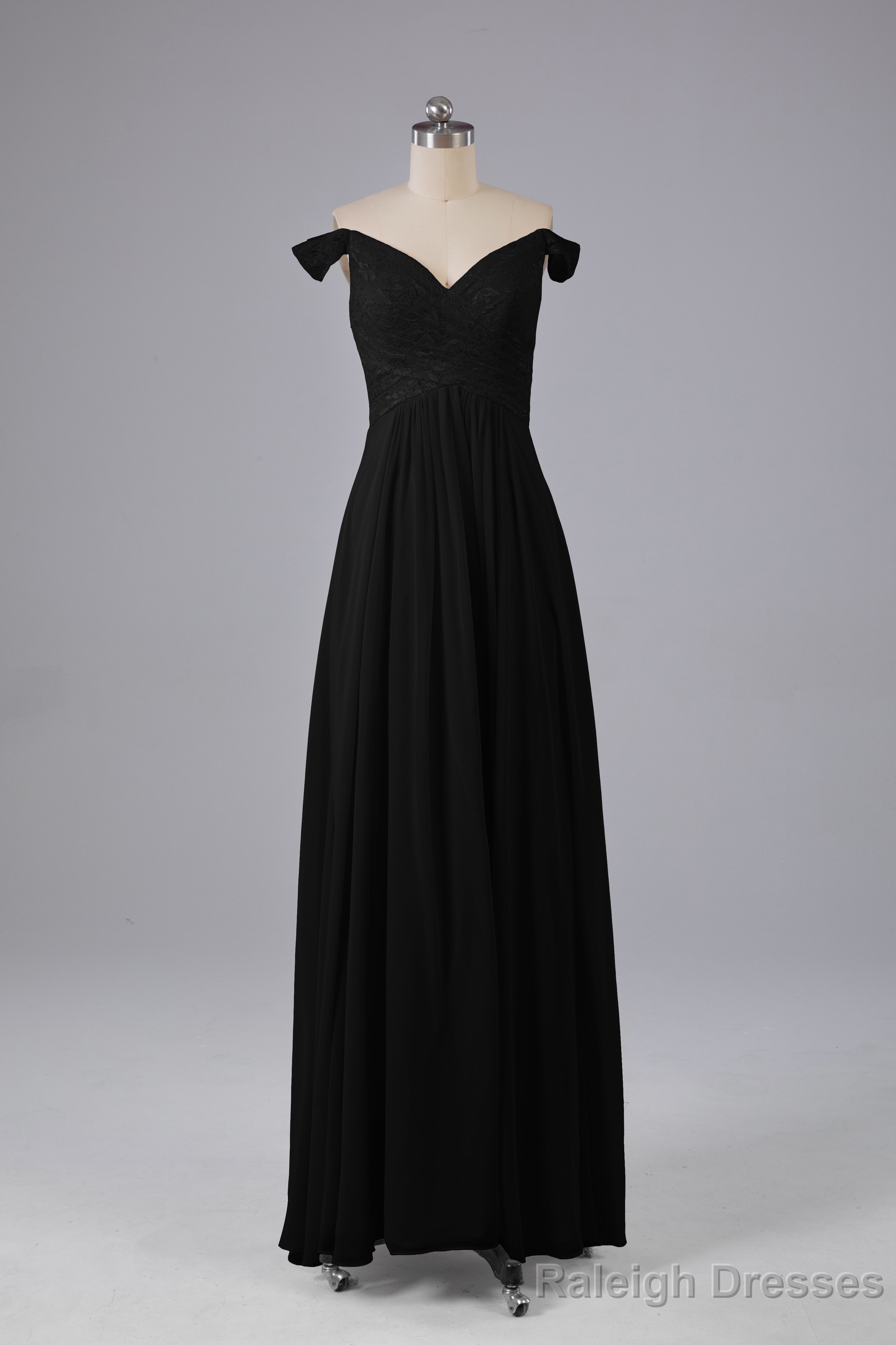 Elegant Chiffon Off The Shoulder Open Back Long Bridesmaid Dresses Secondary image