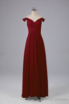 Elegant Chiffon Off The Shoulder Open Back Long Bridesmaid Dress