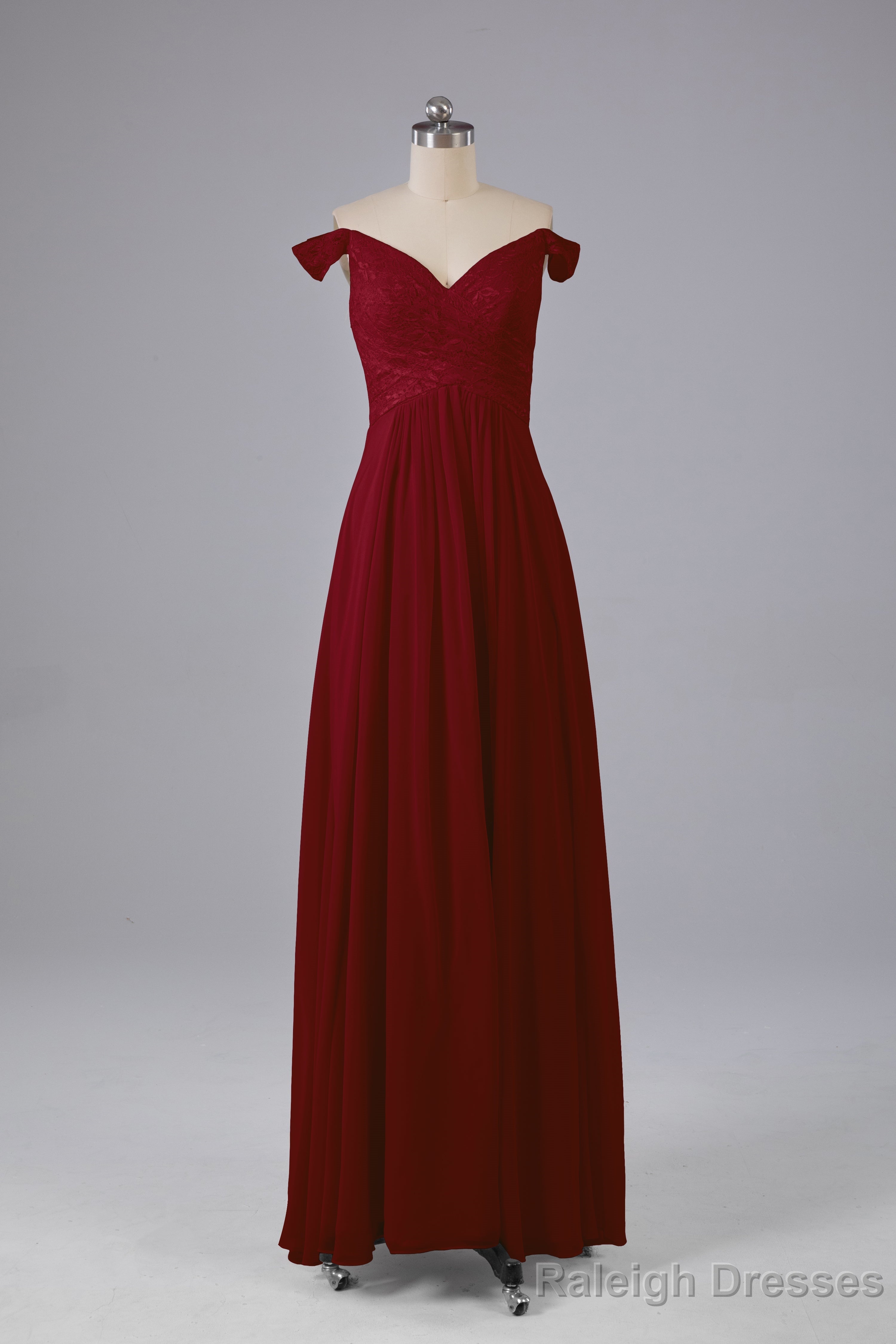 Elegant Chiffon Off The Shoulder Open Back Long Bridesmaid Dress
