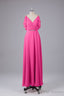 Elegant Chiffon Straps V-Back Long Bridesmaid Dresses