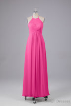 Elegant Halter Keyhole Chiffon Bridesmaid Dress