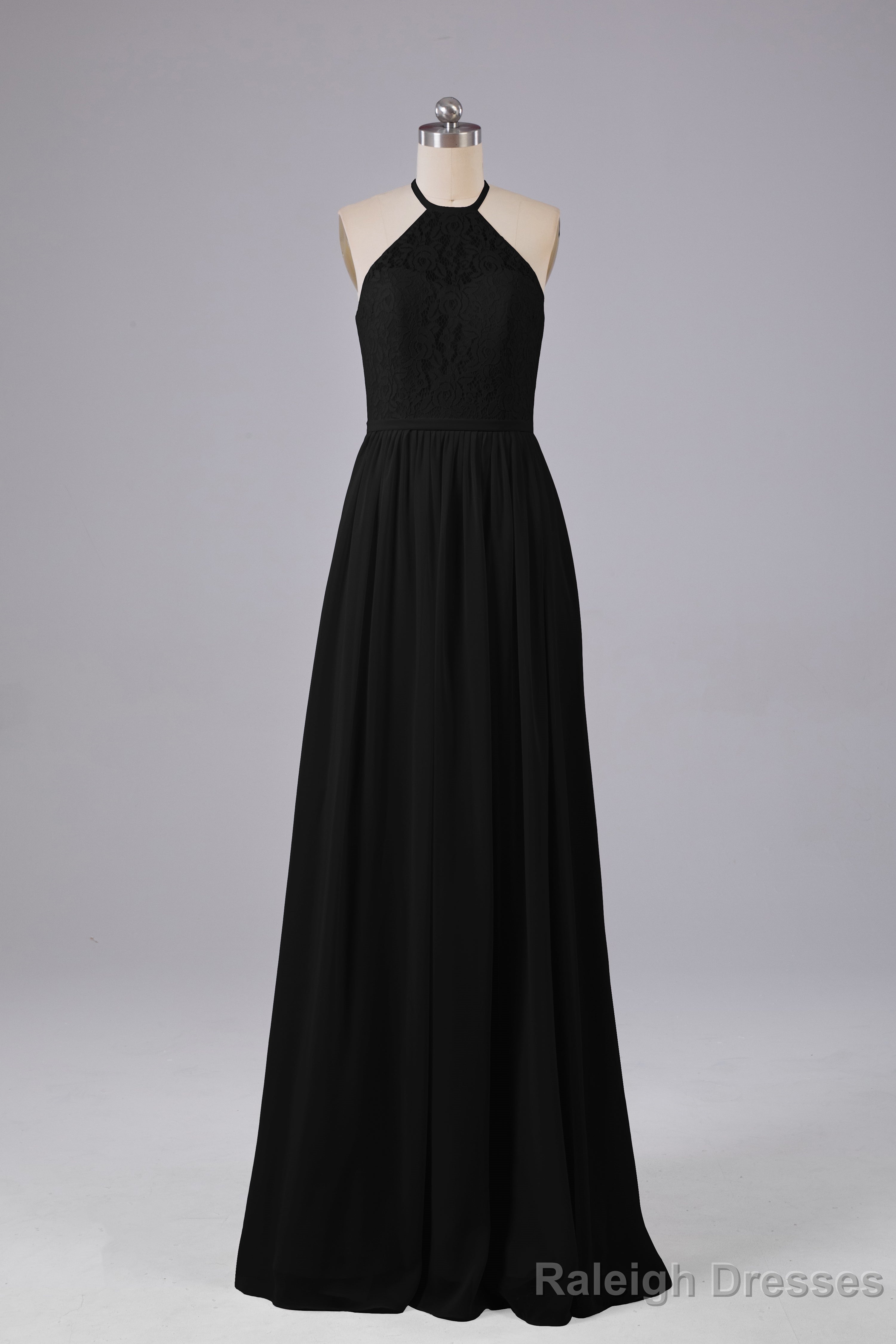 Elegant Keyhole Halter Lace Long Bridesmaid Dresses