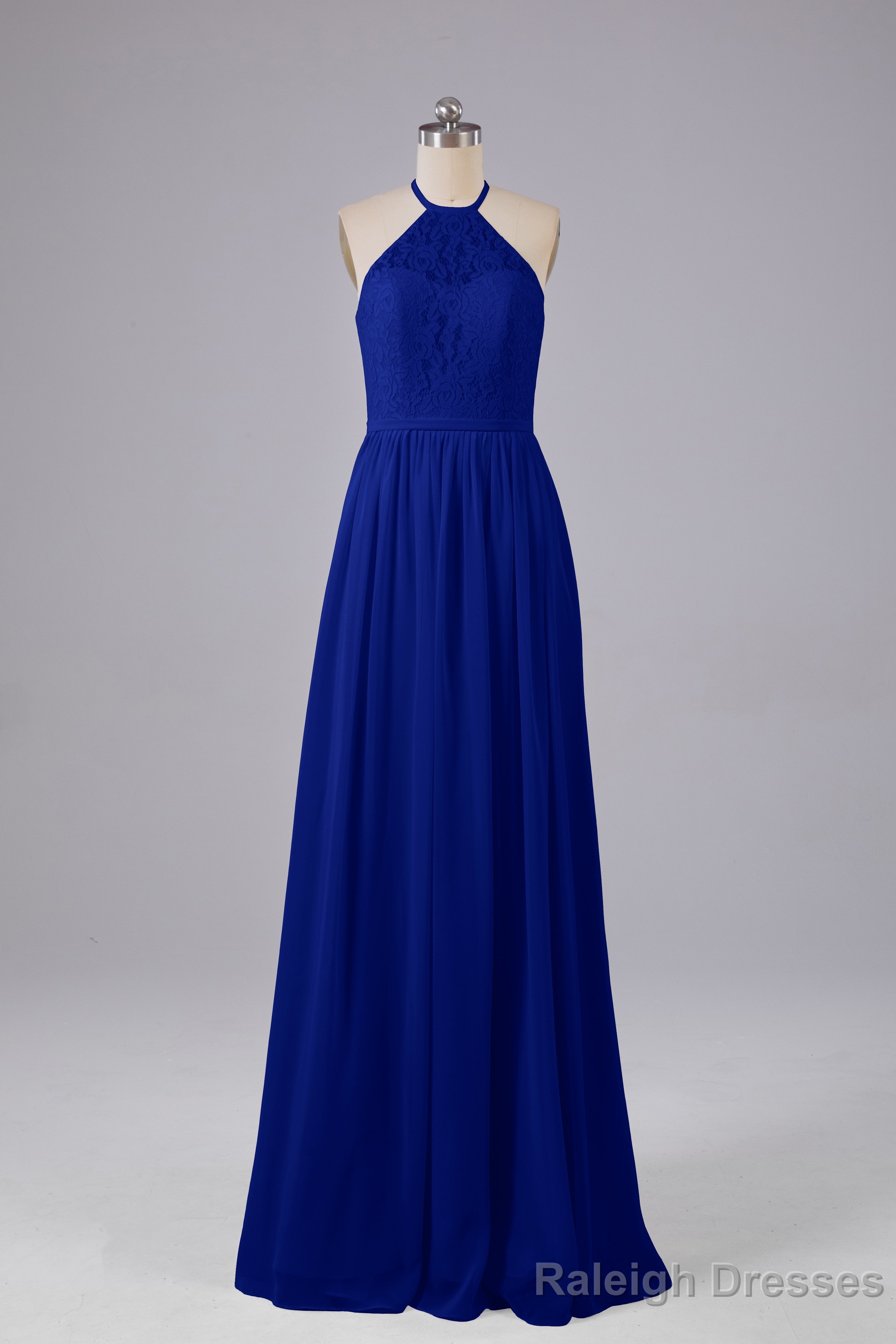 Elegant Keyhole Halter Lace Long Bridesmaid Dresses
