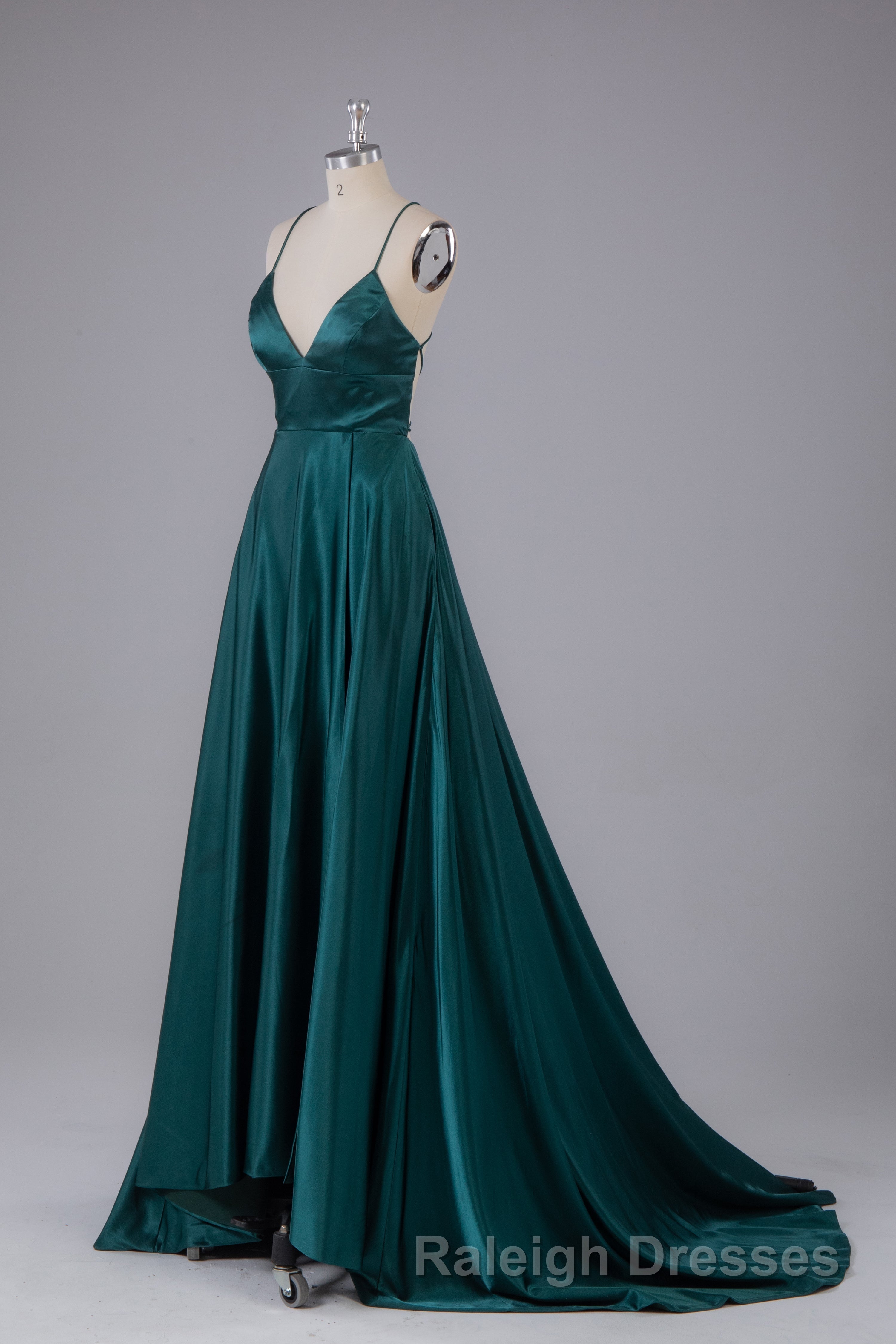 Elegant Open Back Spaghetti Straps Sweep Train Long Prom Dress Secondary image