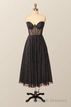 Green Corset A-line Tea Length Dress