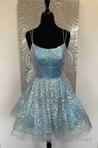 Cute Hot Pink Sequins A Line Homecoming Dresses Hoco Night Dress