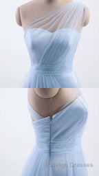 One Shoulder Sweetheart Ice Blue Bridesmaid Dress