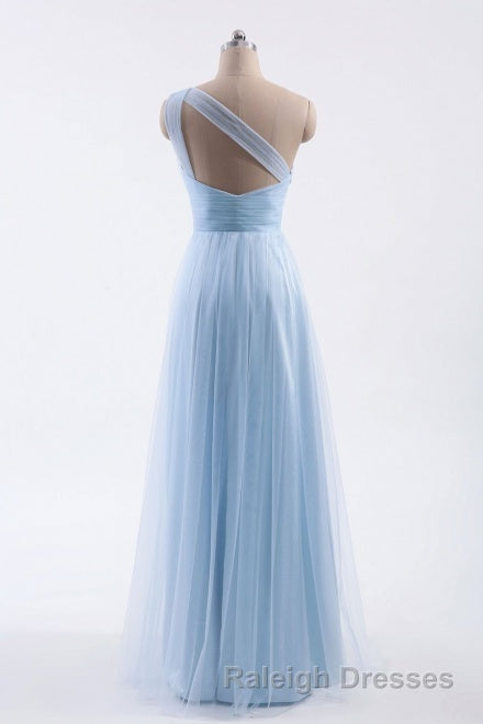 One Shoulder Sweetheart Ice Blue Bridesmaid Dress
