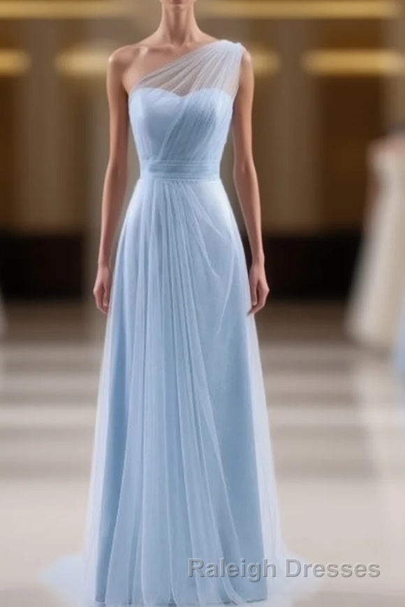 One Shoulder Sweetheart Ice Blue Bridesmaid Dress Main image