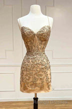 Tie Back Blue Appliqued Bodycon Homecoming Dresses