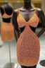 Cut Out Waist Orange Beaded Mini Homecoming Dress