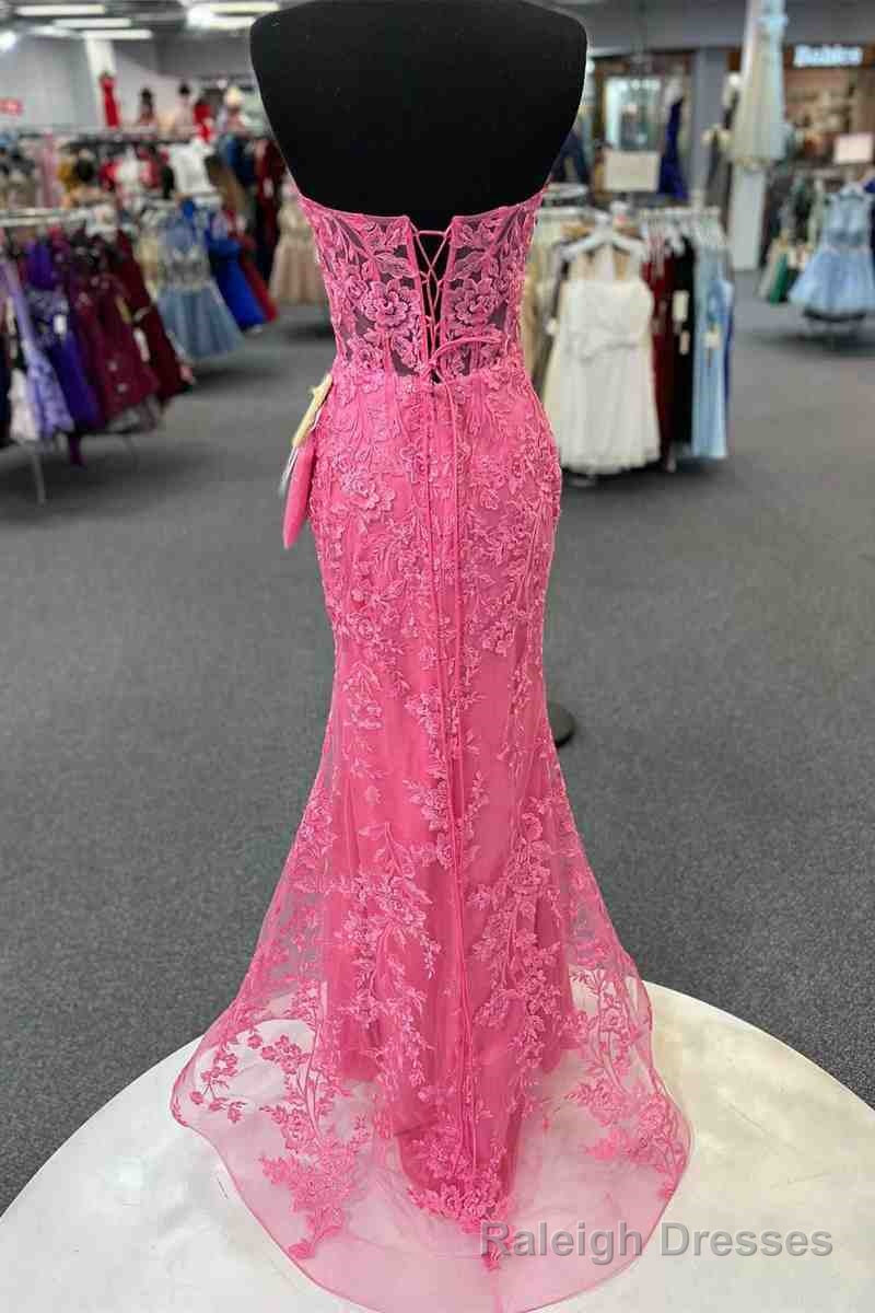 Mermaid Sweetheart Hot Pink Lace Appliques Prom Dresses Secondary image