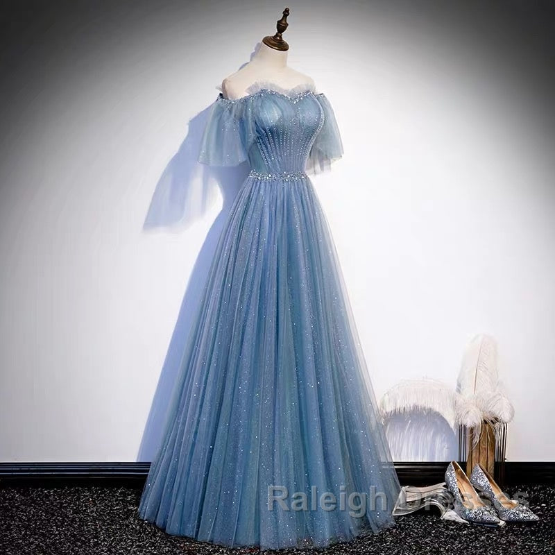 Glitter Fairytale Tulle Dusty Blue Prom Dress Secondary image