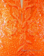 Glitter Orange Spaghetti Straps Orange Tight Sequined Homecoming Dress
