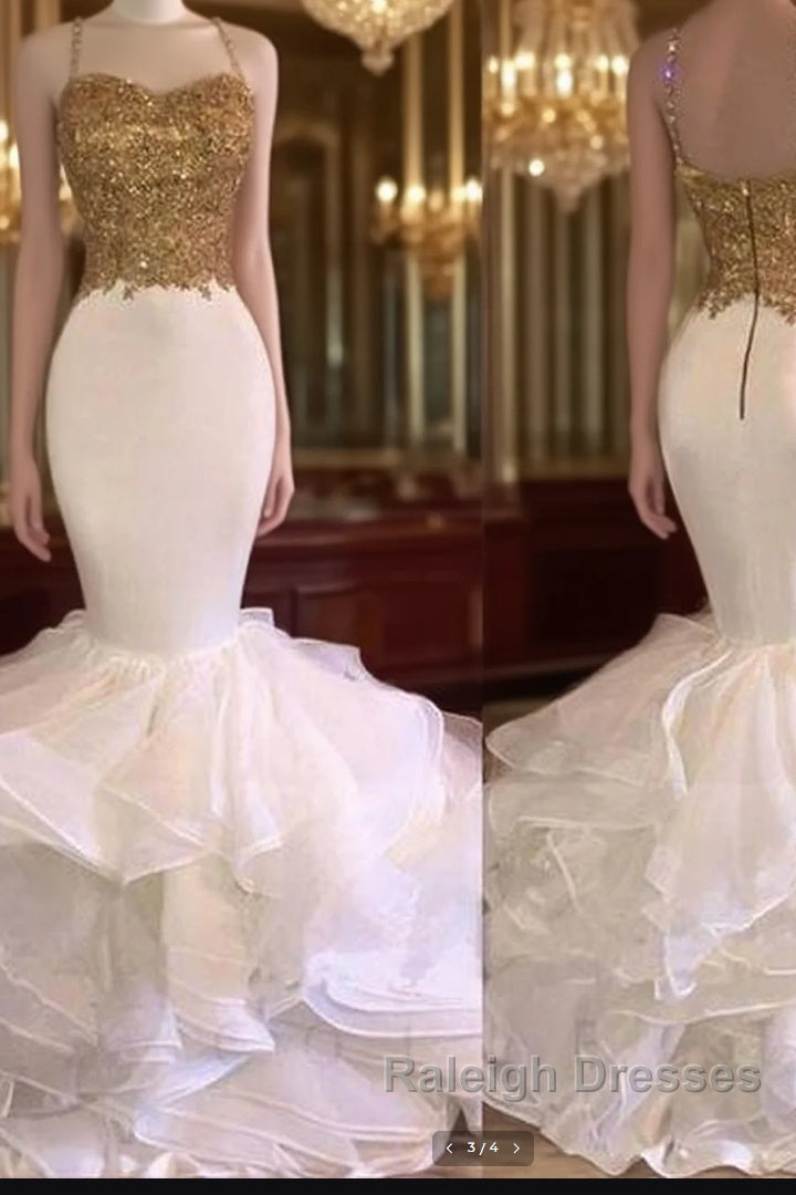 Gold Mermaid Tight Prom Dresses Black Girl Slays