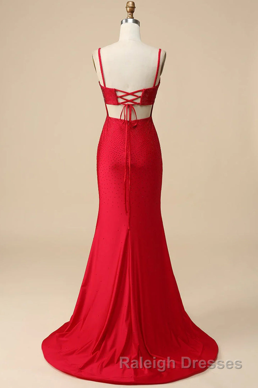 Mermaid Spaghettti Straps Dark Green Sequins Long Prom Dress with Split Front