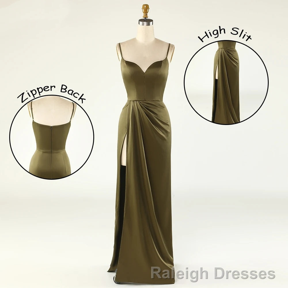 Thin Straps Simple Prom Gowns With Leg Slit Side Secondary image