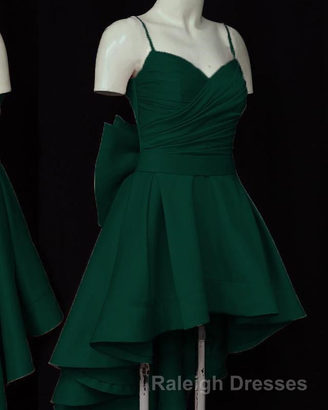 High Low Style Sweetheart Bow Back Satin homecoming Dress Main image
