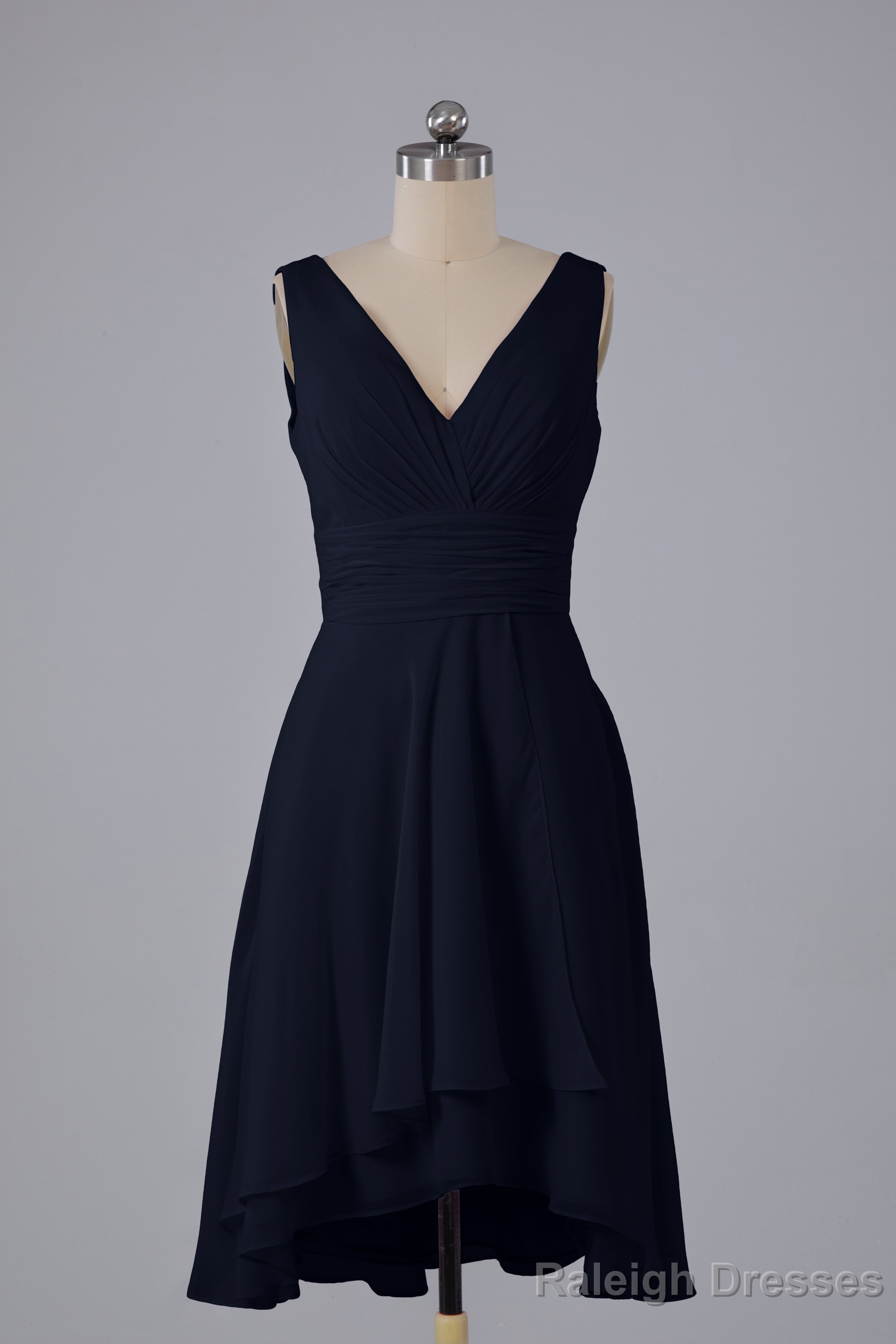 High Low Knee Length V-Neck Bridesmaid Dresses