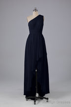 High Low One Shoulder Chiffon Bridesmaid Dress