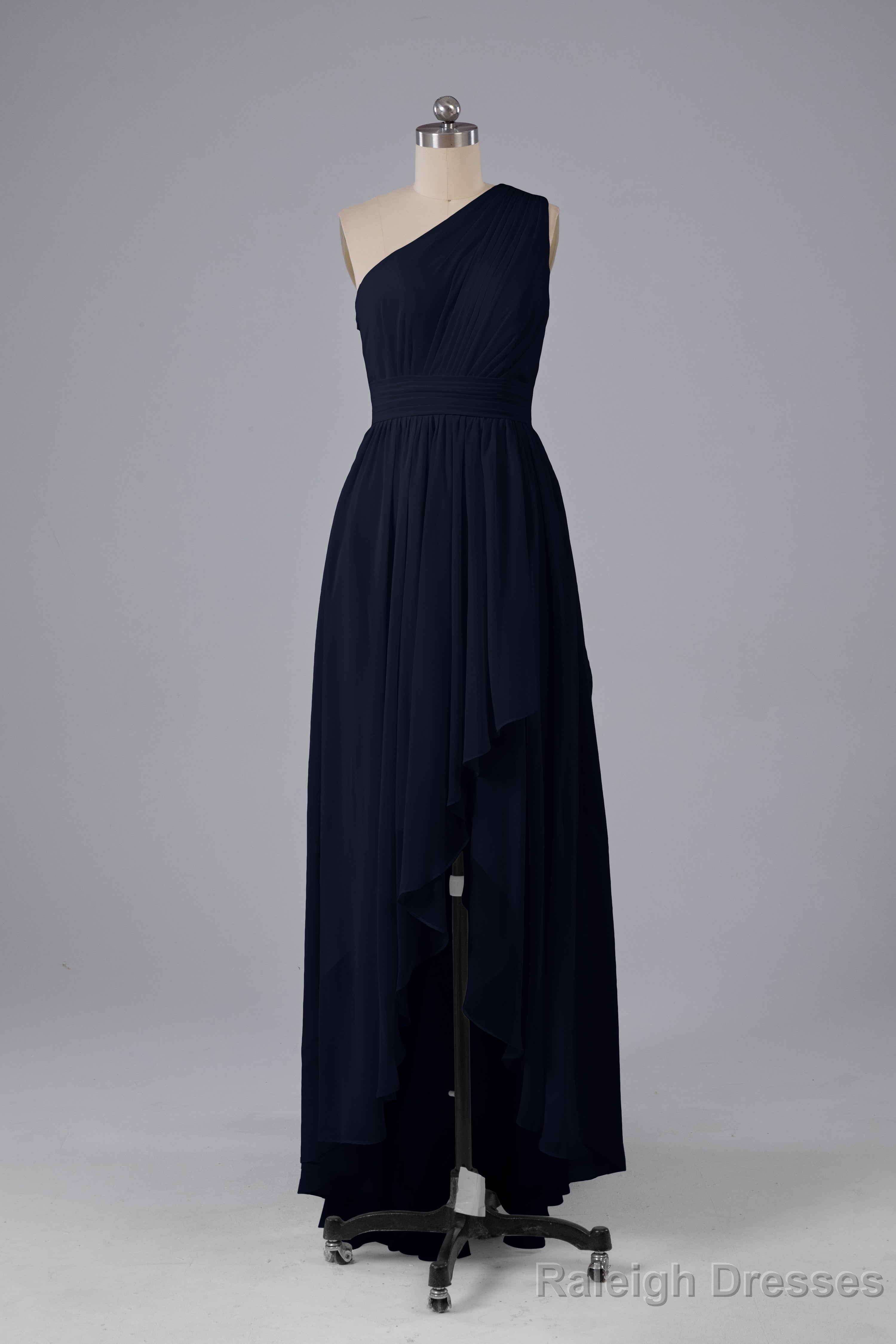 High Low One Shoulder Chiffon Bridesmaid Dress