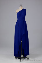 High Low One Shoulder Chiffon Bridesmaid Dress