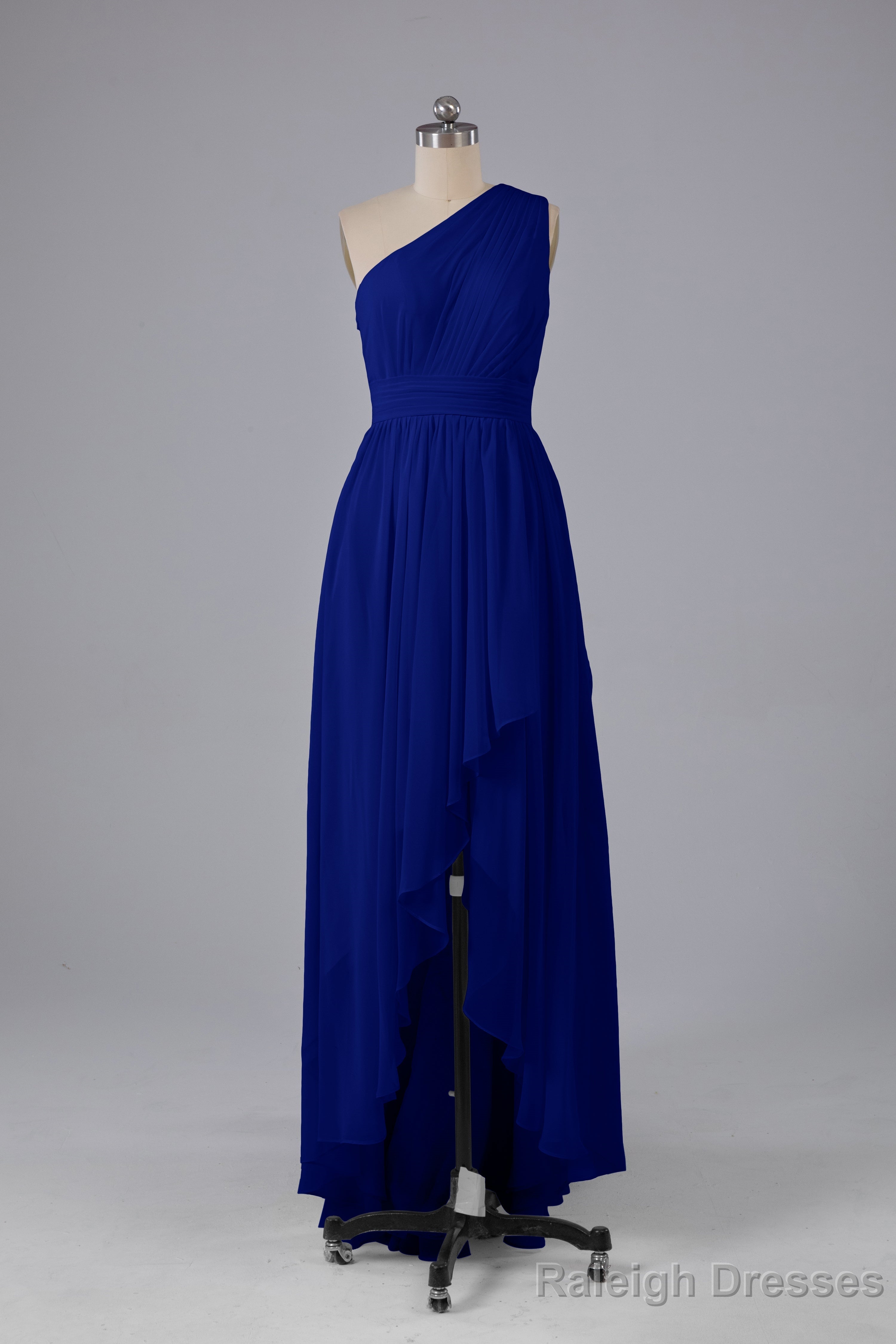 High Low One Shoulder Chiffon Bridesmaid Dress