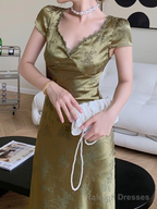 Summer Elegant Women Satin Backless Short Sleeve Lace Sexy Bandage Vintage Bodycon Vestidos Female Fashion Robe New Prom Dress