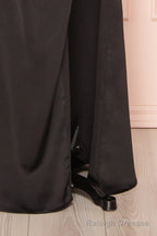 Black Prom Dresses, Corset Cowl Neck Maxi Dress, Black Bridesmaid Dress