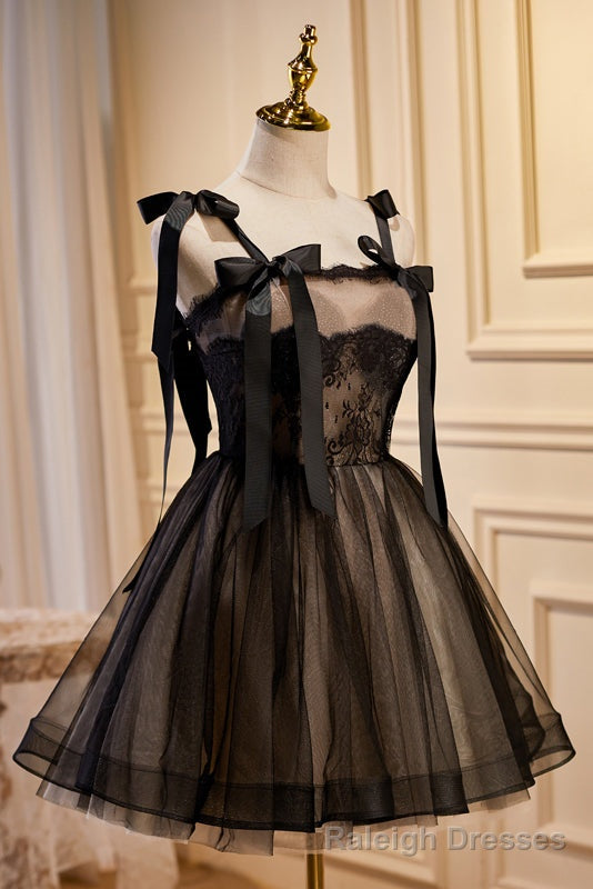 Cute Black Sleeveless A Line Tulle Short Homecoming Dresses Secondary image