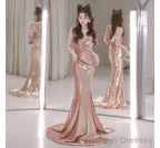 Sleeveless Cowl Neck Sequin Mermaid Evening Gown