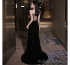 Spaghetti Strap Sweetheart Neckline Two Tone Rhinestone Accent Sequin Trained Open Back Mermaid Prom Gowns