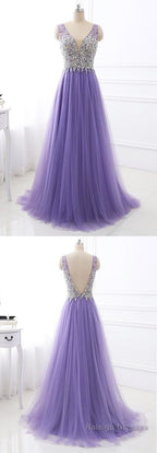 Lavender Tulle A-line Prom Dress Long Formal Dress for Wedding