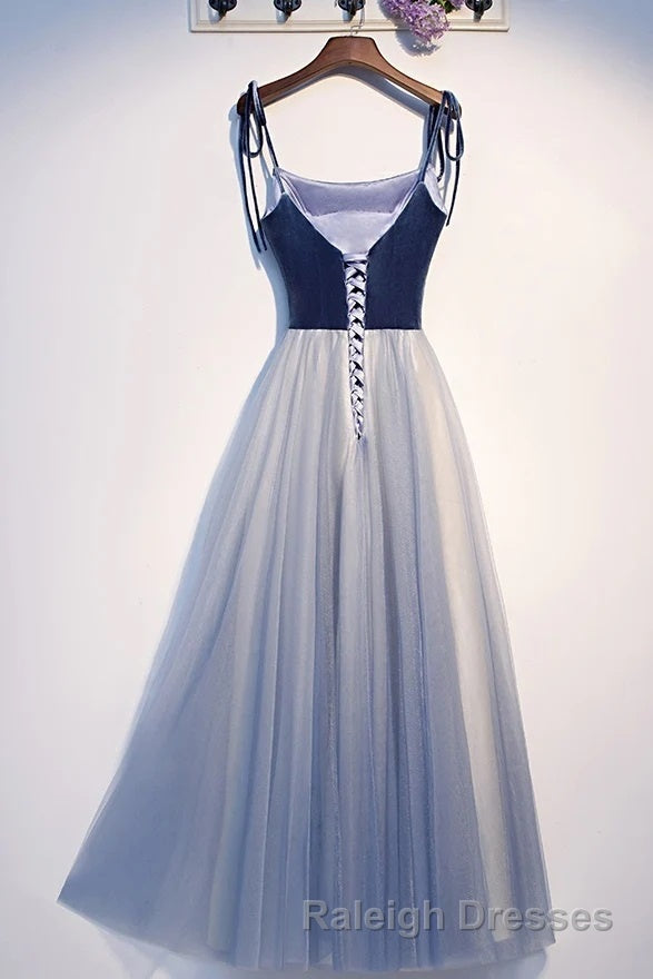 Spaghetti Straps Lace Up Floor Length Modest Prom Dress